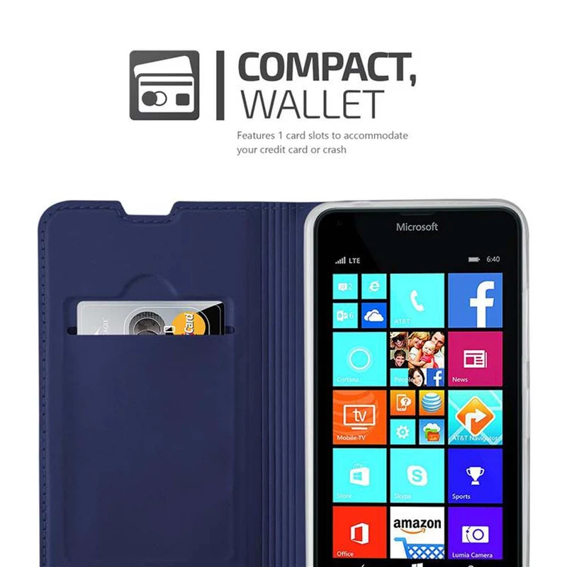 Cadorabo Hülle kompatibel mit Nokia Lumia 640 Schutzhülle mit Magnetverschluss, Standfunktion und Kartenfach