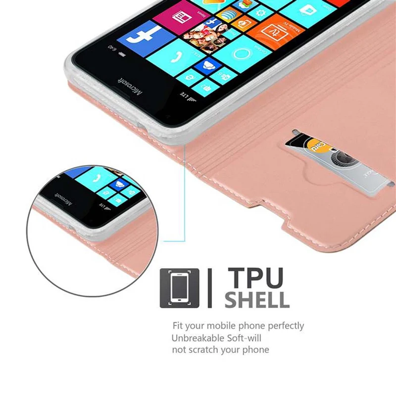 Cadorabo Hülle kompatibel mit Nokia Lumia 640 Schutzhülle mit Magnetverschluss, Standfunktion und Kartenfach