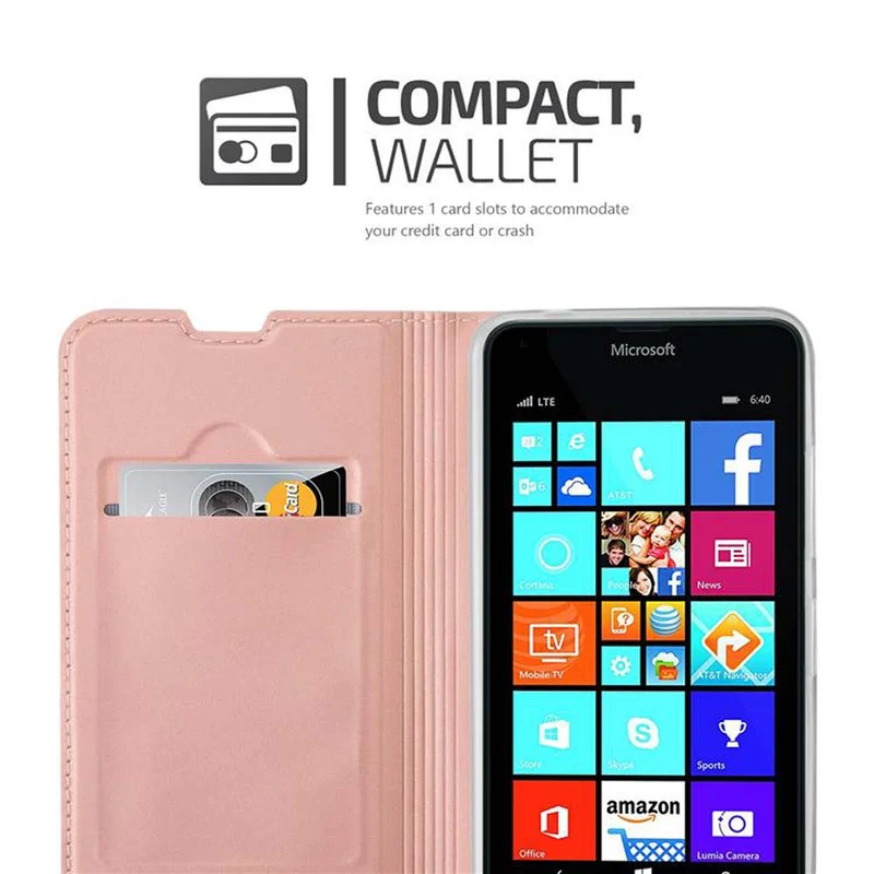Cadorabo Hülle kompatibel mit Nokia Lumia 640 Schutzhülle mit Magnetverschluss, Standfunktion und Kartenfach
