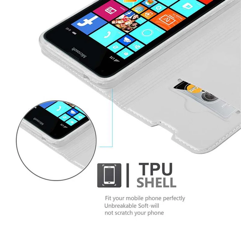 Cadorabo Hülle kompatibel mit Nokia Lumia 640 Schutzhülle mit Magnetverschluss, Standfunktion und Kartenfach