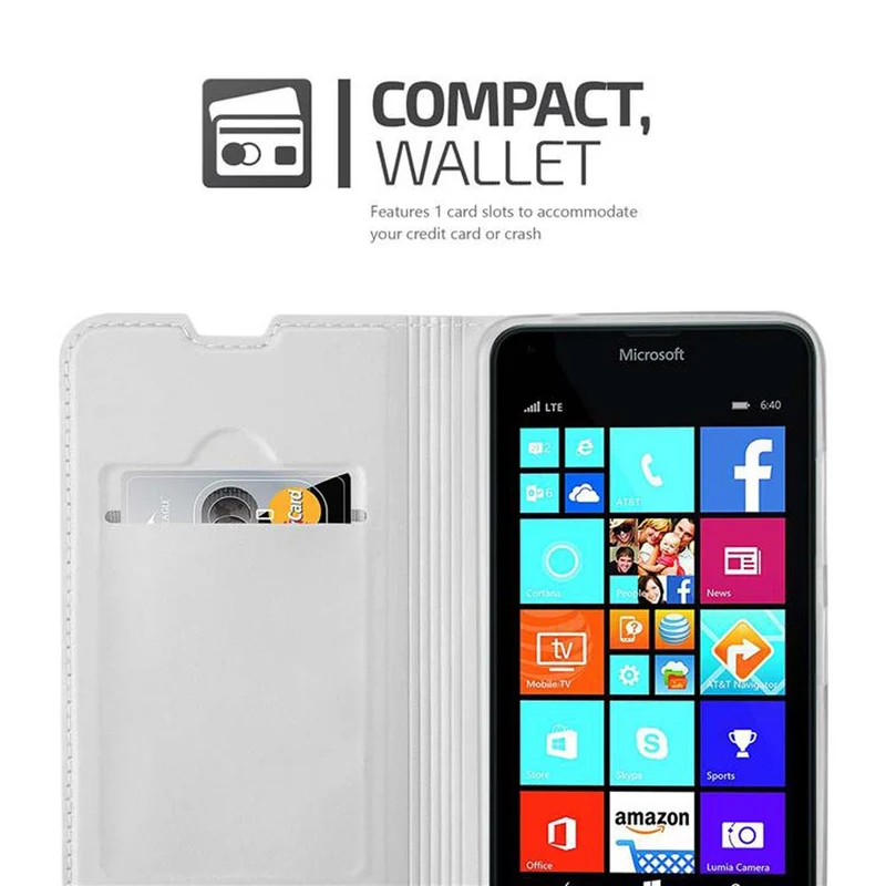 Cadorabo Hülle kompatibel mit Nokia Lumia 640 Schutzhülle mit Magnetverschluss, Standfunktion und Kartenfach