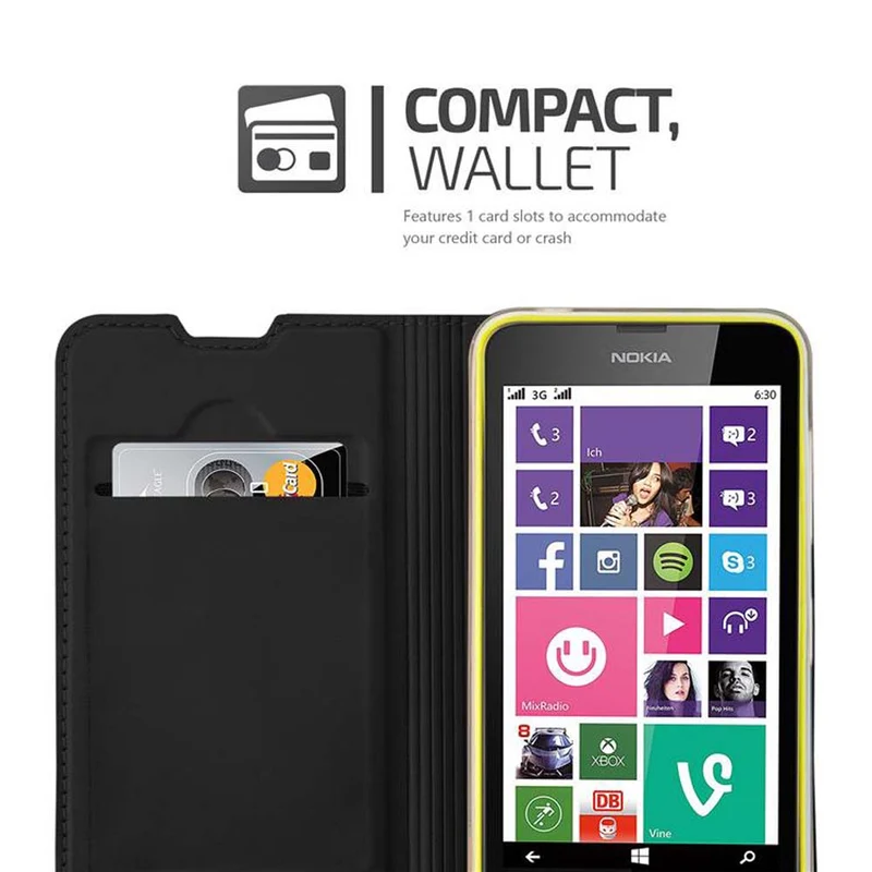 Cadorabo Hülle kompatibel mit Nokia Lumia 630 / 635 Schutzhülle mit Magnetverschluss, Standfunktion und Kartenfach