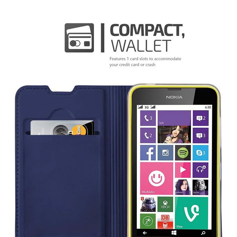 Cadorabo Hülle kompatibel mit Nokia Lumia 630 / 635 Schutzhülle mit Magnetverschluss, Standfunktion und Kartenfach