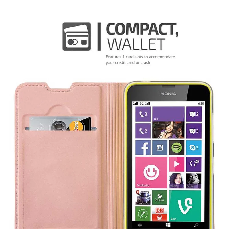 Cadorabo Hülle kompatibel mit Nokia Lumia 630 / 635 Schutzhülle mit Magnetverschluss, Standfunktion und Kartenfach