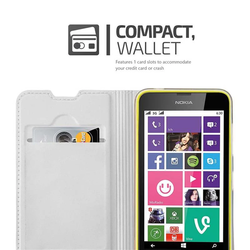 Cadorabo Hülle kompatibel mit Nokia Lumia 630 / 635 Schutzhülle mit Magnetverschluss, Standfunktion und Kartenfach