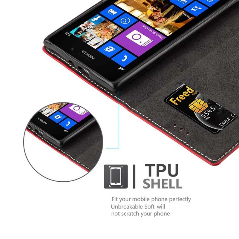 Cadorabo Hülle kompatibel mit Nokia Lumia 925 Schutzhülle mit Magnetverschluss, Standfunktion und Kartenfach