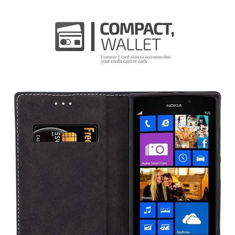 Cadorabo Hülle kompatibel mit Nokia Lumia 925 Schutzhülle mit Magnetverschluss, Standfunktion und Kartenfach