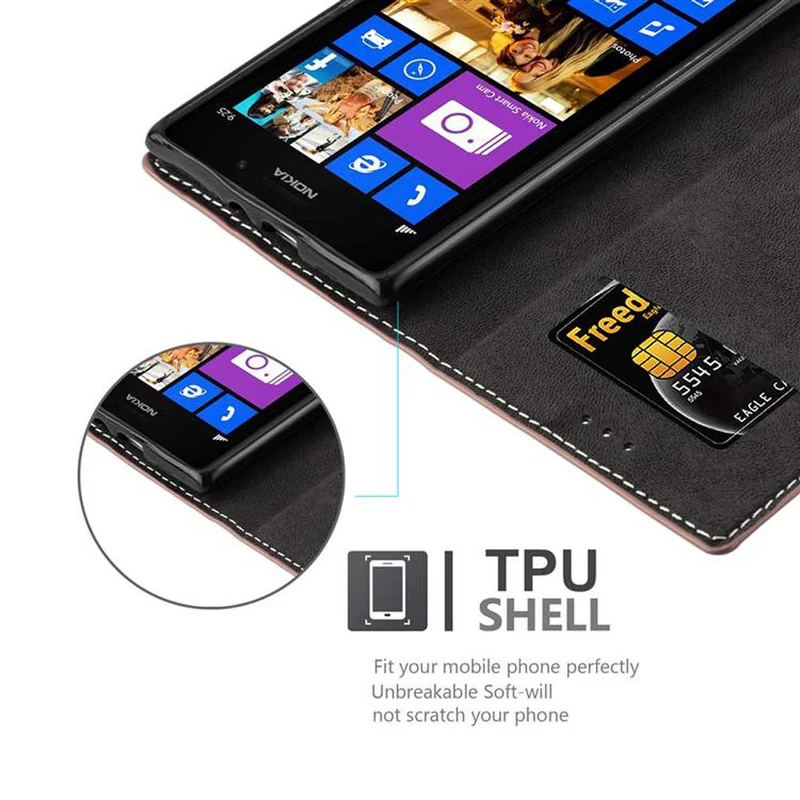 Cadorabo Hülle kompatibel mit Nokia Lumia 925 Schutzhülle mit Magnetverschluss, Standfunktion und Kartenfach