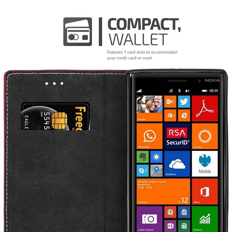 Cadorabo Hülle kompatibel mit Nokia Lumia 830 Schutzhülle mit Magnetverschluss, Standfunktion und Kartenfach
