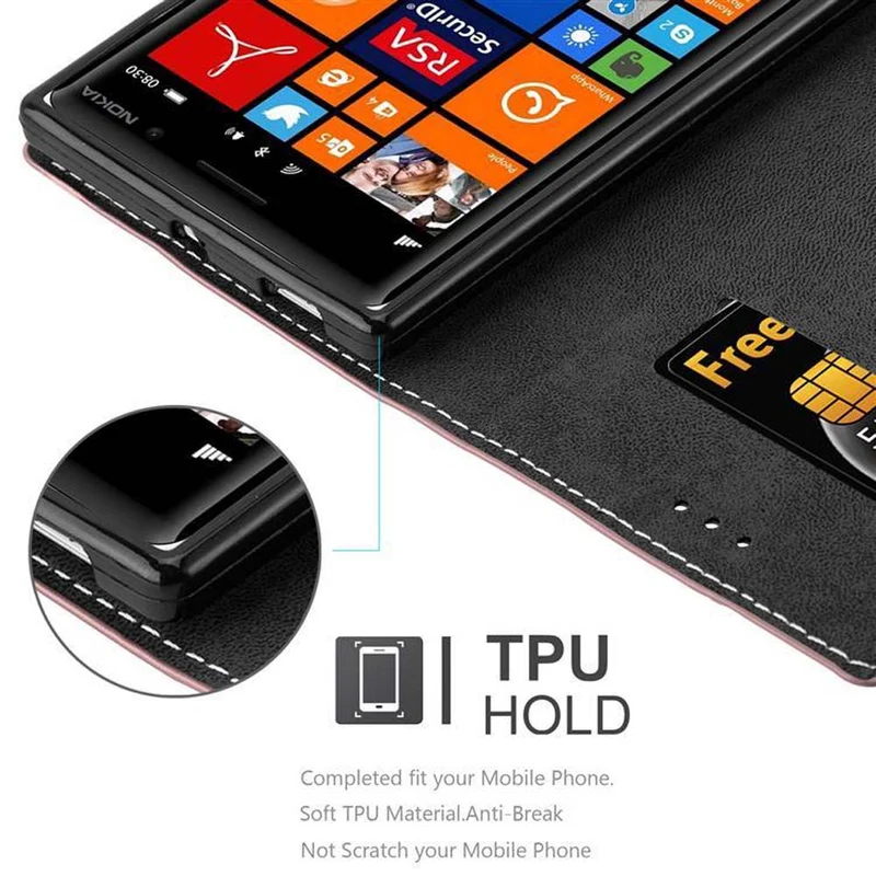 Cadorabo Hülle kompatibel mit Nokia Lumia 830 Schutzhülle mit Magnetverschluss, Standfunktion und Kartenfach
