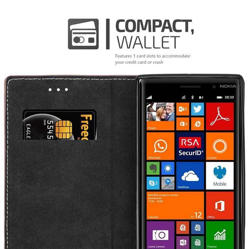 Cadorabo Hülle kompatibel mit Nokia Lumia 830 Schutzhülle mit Magnetverschluss, Standfunktion und Kartenfach