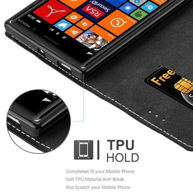 Cadorabo Hülle kompatibel mit Nokia Lumia 830 Schutzhülle mit Magnetverschluss, Standfunktion und Kartenfach
