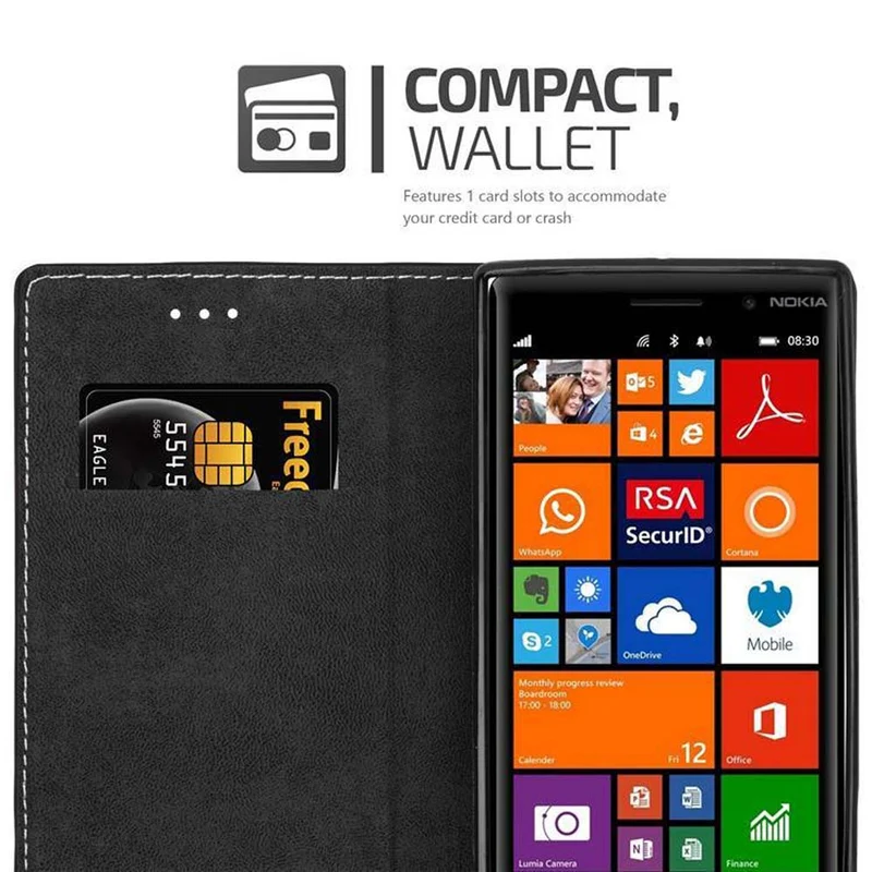 Cadorabo Hülle kompatibel mit Nokia Lumia 830 Schutzhülle mit Magnetverschluss, Standfunktion und Kartenfach