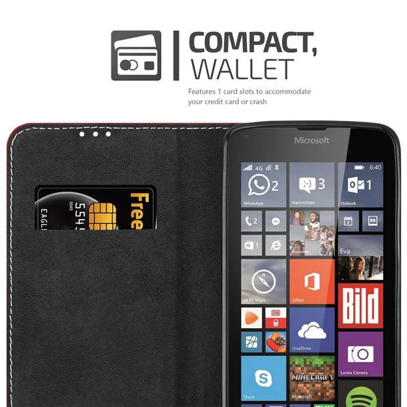 Cadorabo Hülle kompatibel mit Nokia Lumia 640 Schutzhülle mit Magnetverschluss, Standfunktion und Kartenfach