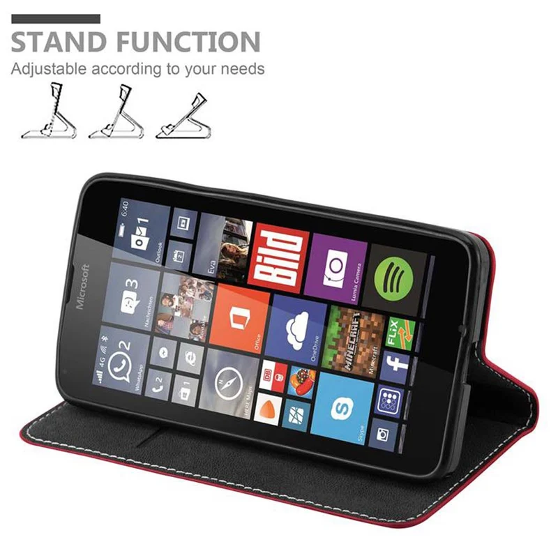 Cadorabo Hülle kompatibel mit Nokia Lumia 640 Schutzhülle mit Magnetverschluss, Standfunktion und Kartenfach