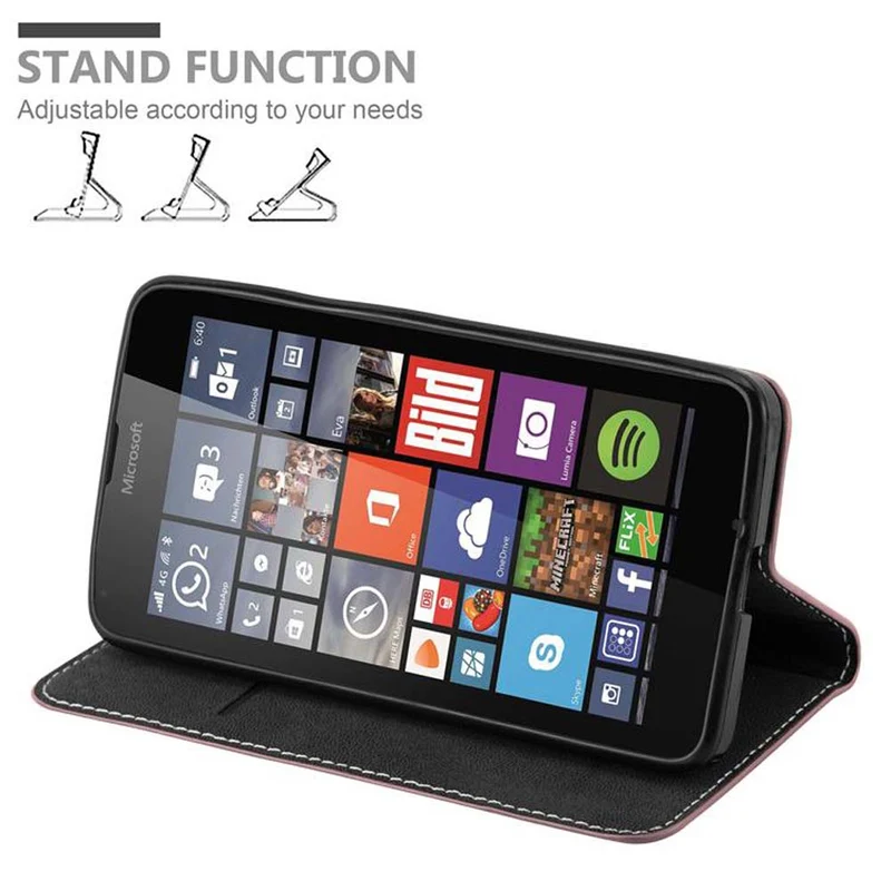 Cadorabo Hülle kompatibel mit Nokia Lumia 640 Schutzhülle mit Magnetverschluss, Standfunktion und Kartenfach