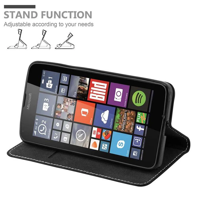 Cadorabo Hülle kompatibel mit Nokia Lumia 640 Schutzhülle mit Magnetverschluss, Standfunktion und Kartenfach
