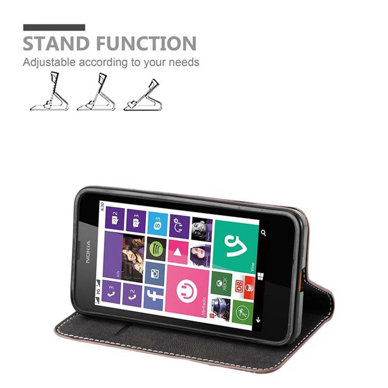 Cadorabo Hülle kompatibel mit Nokia Lumia 630 / 635 Schutzhülle mit Magnetverschluss, Standfunktion und Kartenfach