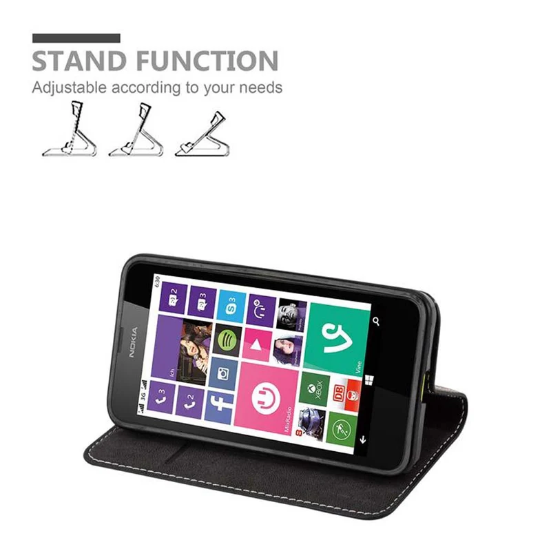 Cadorabo Hülle kompatibel mit Nokia Lumia 630 / 635 Schutzhülle mit Magnetverschluss, Standfunktion und Kartenfach
