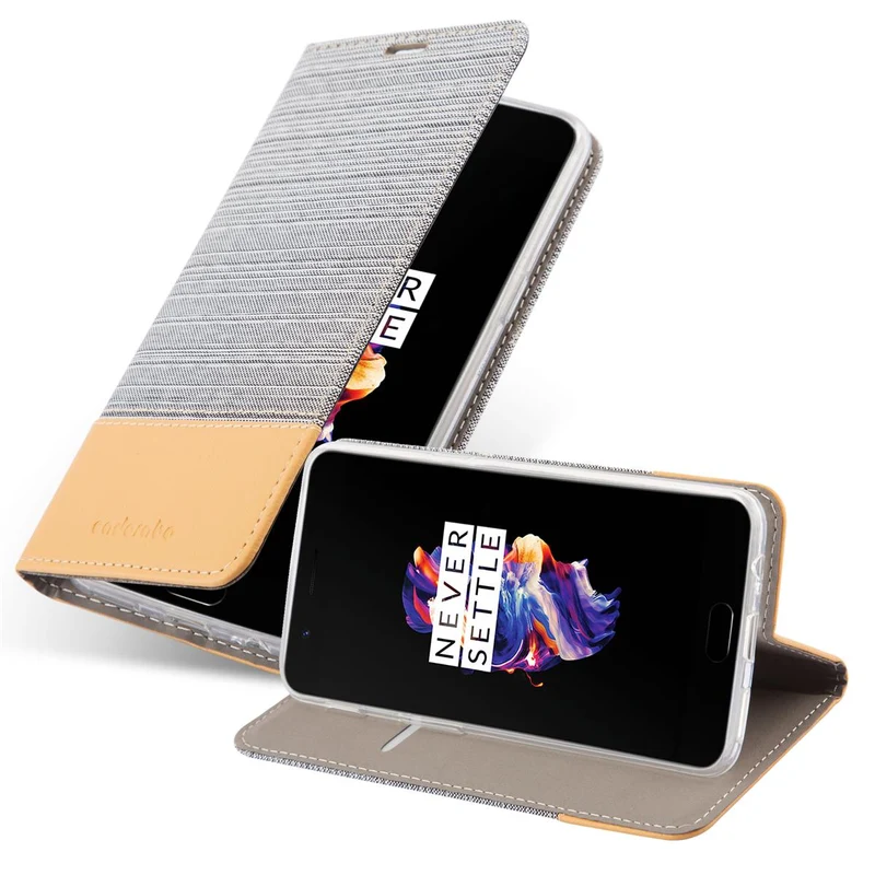 Cadorabo Hülle kompatibel mit OnePlus 5 Schutzhülle mit Magnetverschluss, Standfunktion und Kartenfach