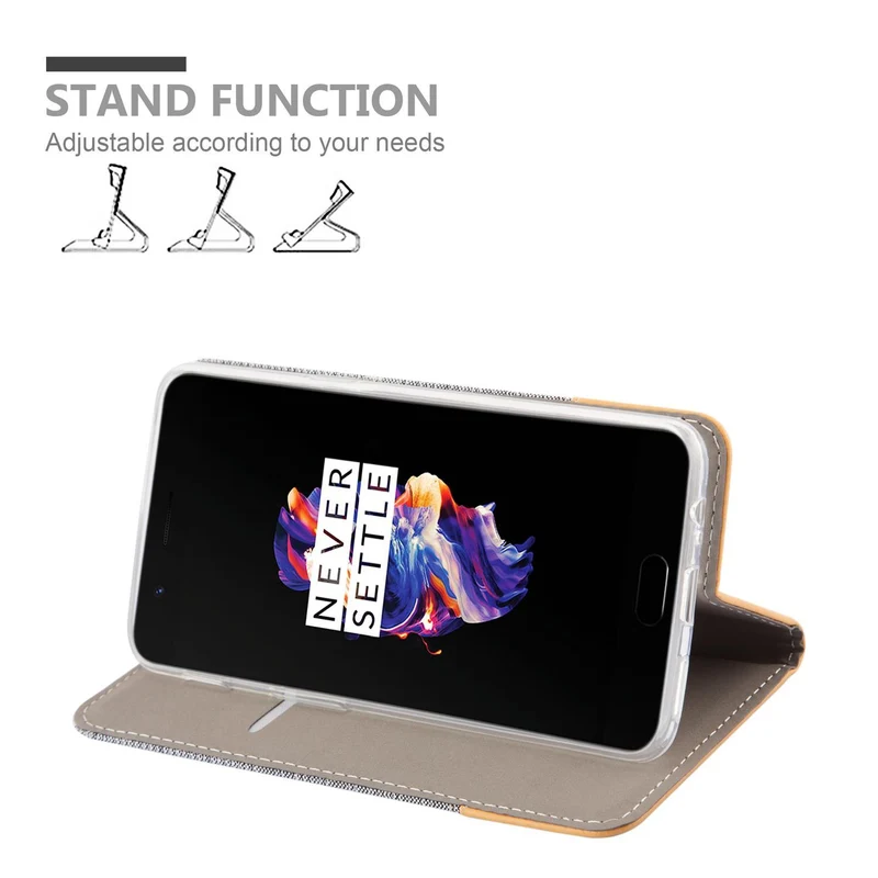 Cadorabo Hülle kompatibel mit OnePlus 5 Schutzhülle mit Magnetverschluss, Standfunktion und Kartenfach