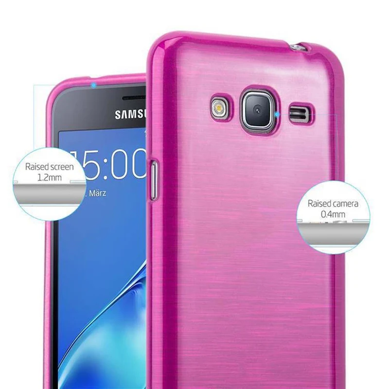 Cadorabo Hülle kompatibel mit Samsung Galaxy J3 2016 Schutzhülle aus flexiblem TPU Silikon im Brushed Design