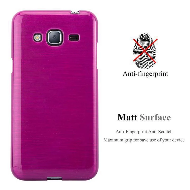 Cadorabo Hülle kompatibel mit Samsung Galaxy J3 2016 Schutzhülle aus flexiblem TPU Silikon im Brushed Design