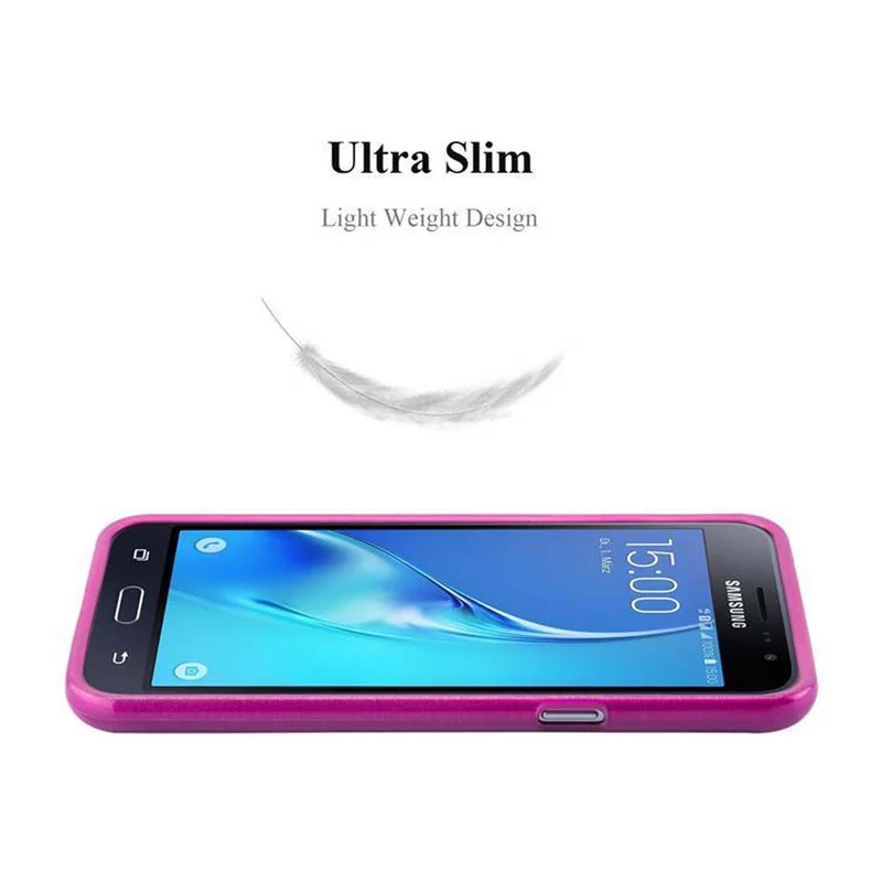 Cadorabo Hülle kompatibel mit Samsung Galaxy J3 2016 Schutzhülle aus flexiblem TPU Silikon im Brushed Design
