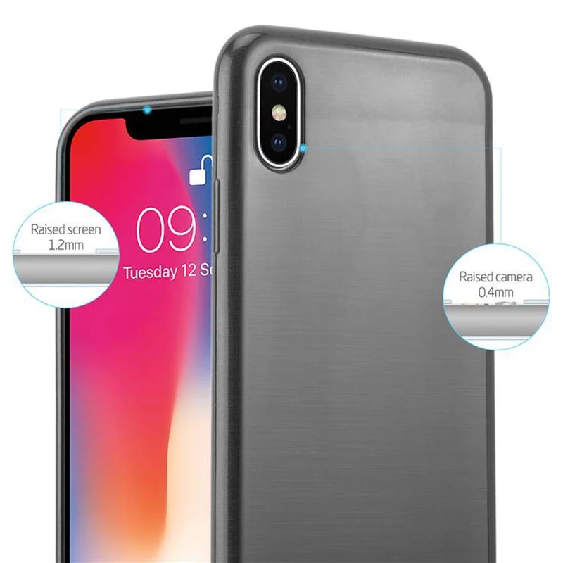 Cadorabo Hülle kompatibel mit Apple iPhone X / XS Schutzhülle aus flexiblem TPU Silikon im Brushed Design
