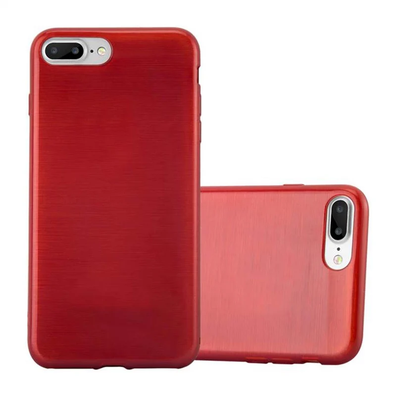 Cadorabo Hülle kompatibel mit Apple iPhone 7 PLUS / 7S PLUS / 8 PLUS Schutzhülle aus flexiblem TPU Silikon im Brushed Design