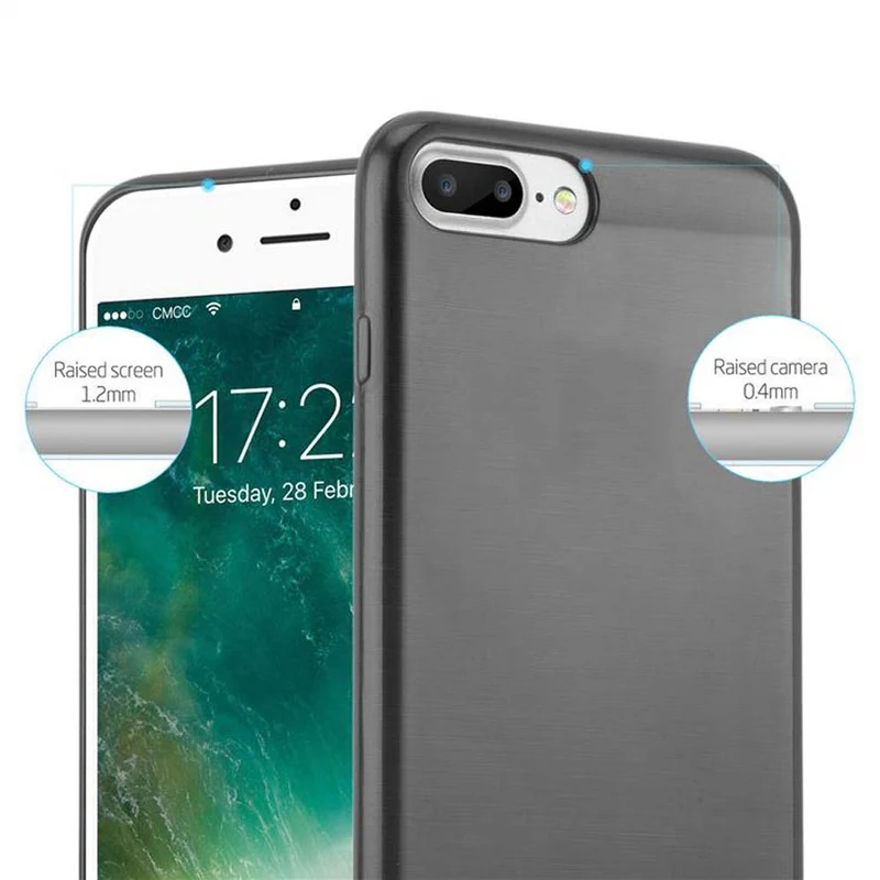 Cadorabo Hülle kompatibel mit Apple iPhone 7 PLUS / 7S PLUS / 8 PLUS Schutzhülle aus flexiblem TPU Silikon im Brushed Design