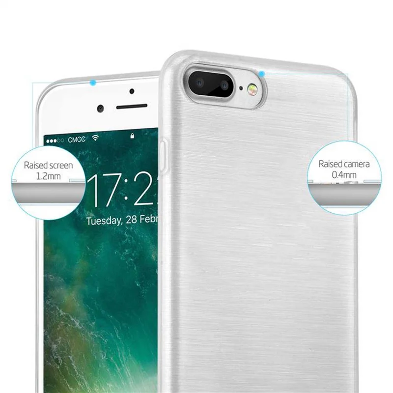 Cadorabo Hülle kompatibel mit Apple iPhone 7 PLUS / 7S PLUS / 8 PLUS Schutzhülle aus flexiblem TPU Silikon im Brushed Design