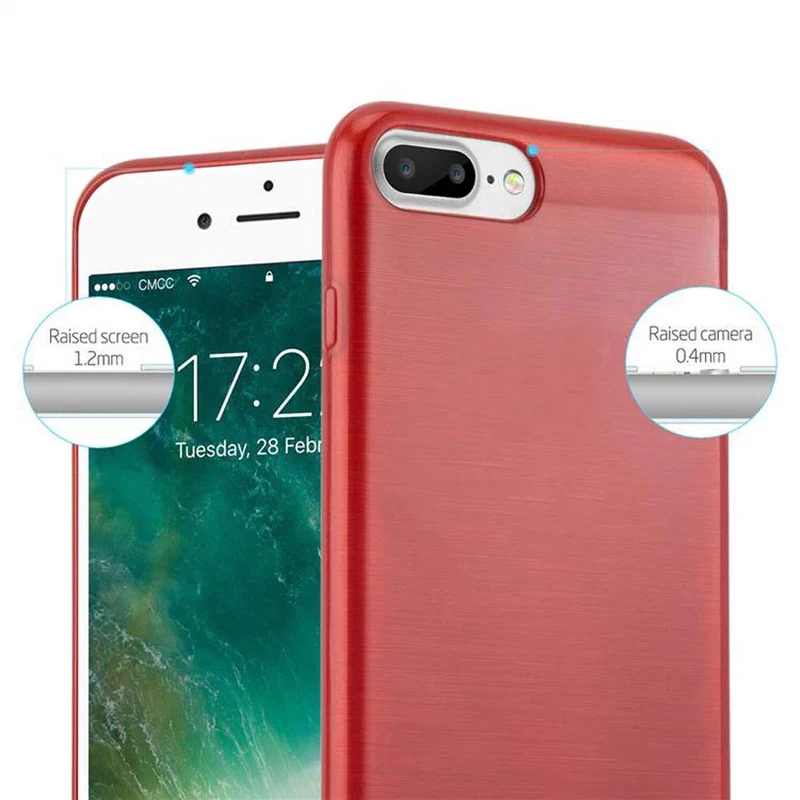 Cadorabo Hülle kompatibel mit Apple iPhone 7 PLUS / 7S PLUS / 8 PLUS Schutzhülle aus flexiblem TPU Silikon im Brushed Design