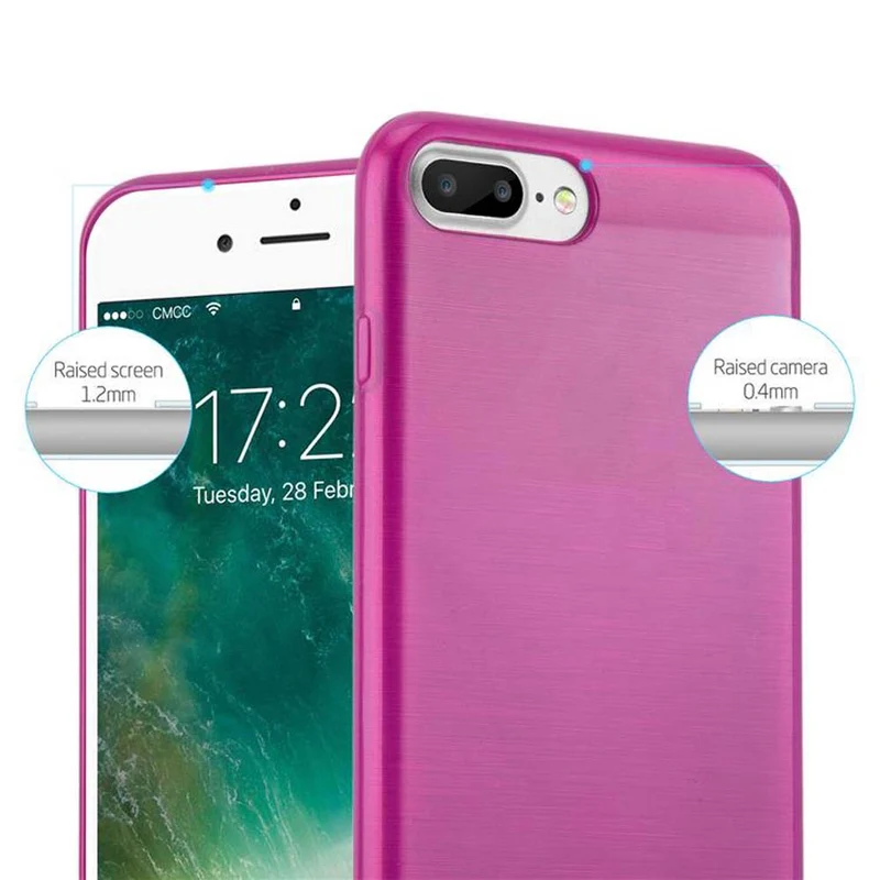 Cadorabo Hülle kompatibel mit Apple iPhone 7 PLUS / 7S PLUS / 8 PLUS Schutzhülle aus flexiblem TPU Silikon im Brushed Design