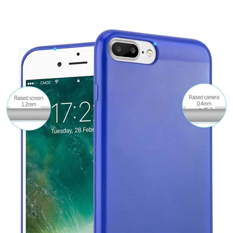 Cadorabo Hülle kompatibel mit Apple iPhone 7 PLUS / 7S PLUS / 8 PLUS Schutzhülle aus flexiblem TPU Silikon im Brushed Design