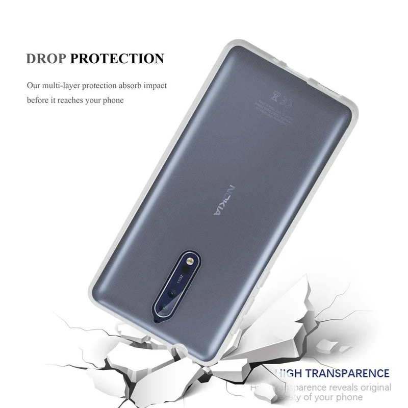Cadorabo Hülle kompatibel mit Nokia 8 2017 Schutzhülle aus flexiblem TPU Silikon
