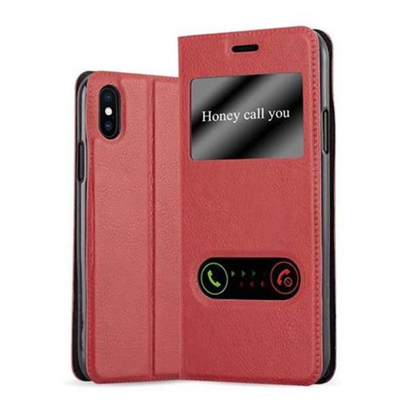 Cadorabo Hülle kompatibel mit Apple iPhone X / XS Schutzhülle mit Magnetverschluss, Standfunktion und 2 Sichtfenstern
