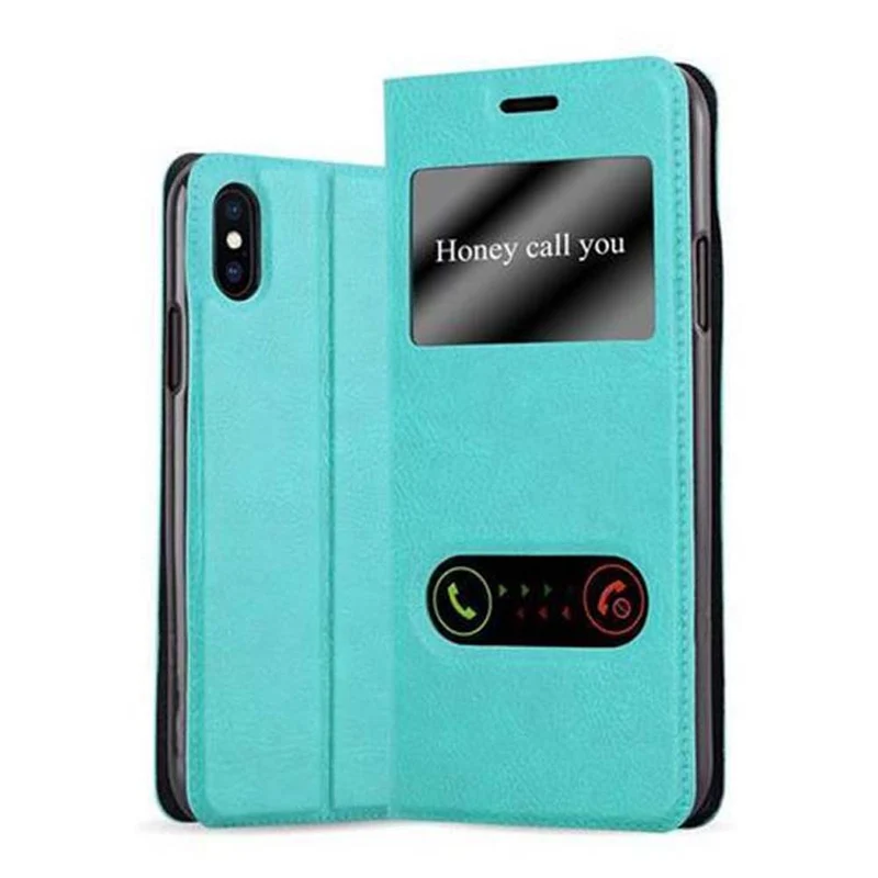 Cadorabo Hülle kompatibel mit Apple iPhone X / XS Schutzhülle mit Magnetverschluss, Standfunktion und 2 Sichtfenstern