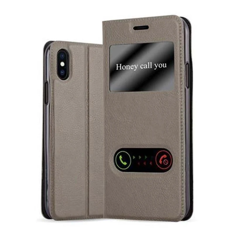 Cadorabo Hülle kompatibel mit Apple iPhone X / XS Schutzhülle mit Magnetverschluss, Standfunktion und 2 Sichtfenstern
