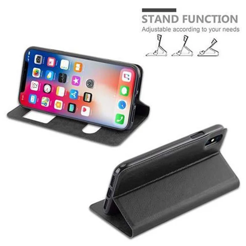 Cadorabo Hülle kompatibel mit Apple iPhone X / XS Schutzhülle mit Magnetverschluss, Standfunktion und 2 Sichtfenstern
