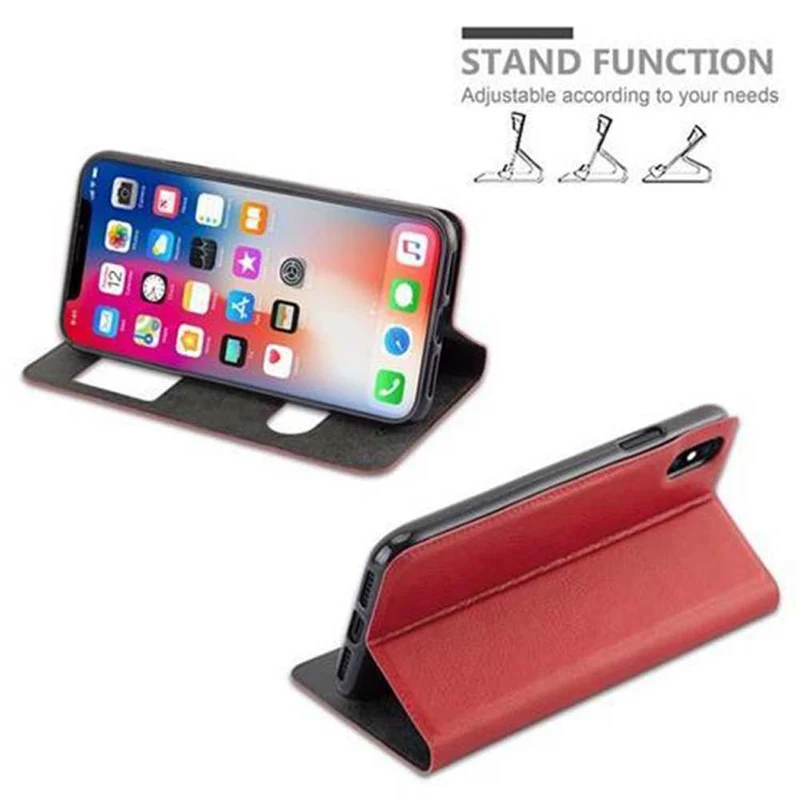 Cadorabo Hülle kompatibel mit Apple iPhone X / XS Schutzhülle mit Magnetverschluss, Standfunktion und 2 Sichtfenstern