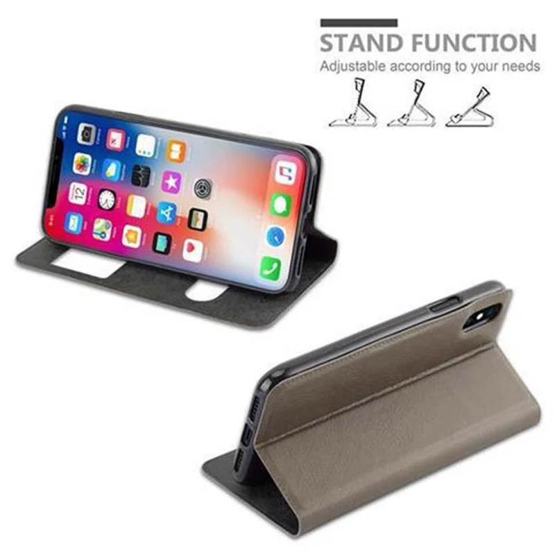 Cadorabo Hülle kompatibel mit Apple iPhone X / XS Schutzhülle mit Magnetverschluss, Standfunktion und 2 Sichtfenstern