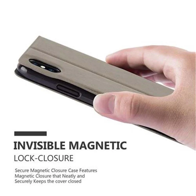 Cadorabo Hülle kompatibel mit Apple iPhone X / XS Schutzhülle mit Magnetverschluss, Standfunktion und 2 Sichtfenstern