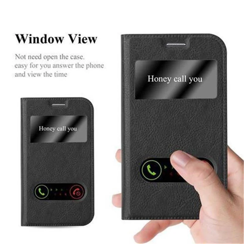 Cadorabo Hülle kompatibel mit Samsung Galaxy XCover 3 Schutzhülle mit Magnetverschluss, Standfunktion und 2 Sichtfenstern