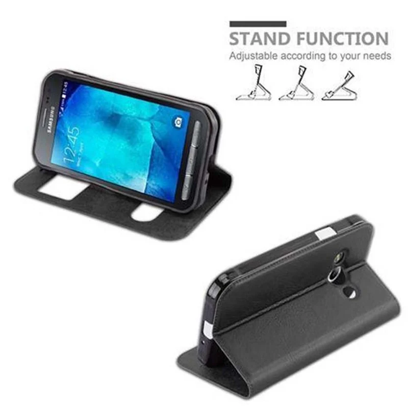 Cadorabo Hülle kompatibel mit Samsung Galaxy XCover 3 Schutzhülle mit Magnetverschluss, Standfunktion und 2 Sichtfenstern