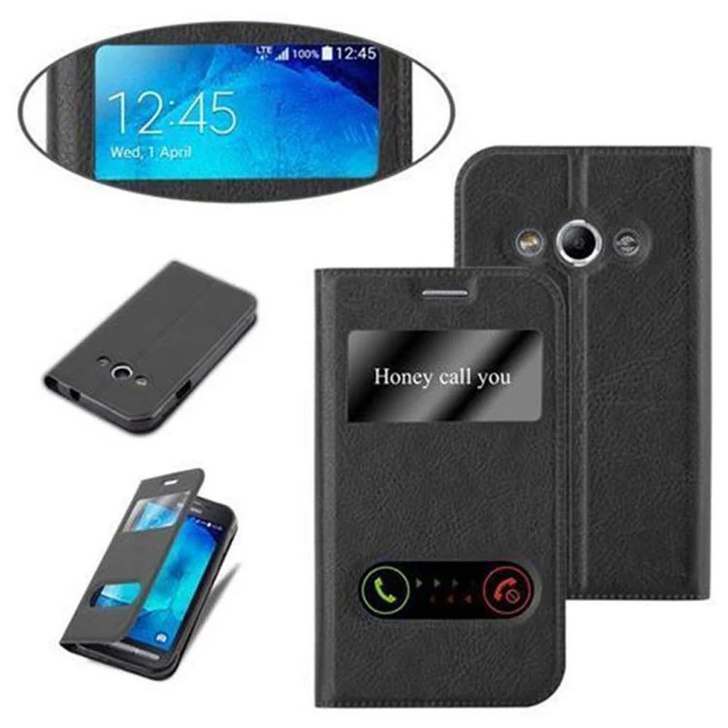 Cadorabo Hülle kompatibel mit Samsung Galaxy XCover 3 Schutzhülle mit Magnetverschluss, Standfunktion und 2 Sichtfenstern