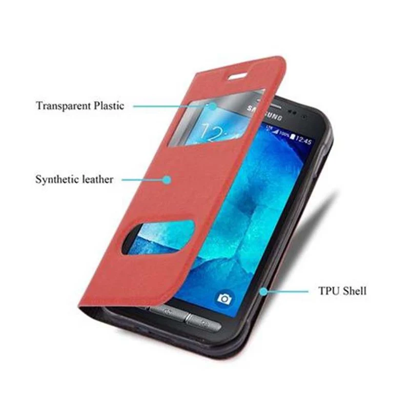 Cadorabo Hülle kompatibel mit Samsung Galaxy XCover 3 Schutzhülle mit Magnetverschluss, Standfunktion und 2 Sichtfenstern