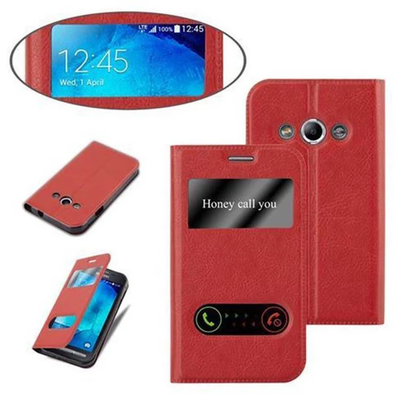 Cadorabo Hülle kompatibel mit Samsung Galaxy XCover 3 Schutzhülle mit Magnetverschluss, Standfunktion und 2 Sichtfenstern