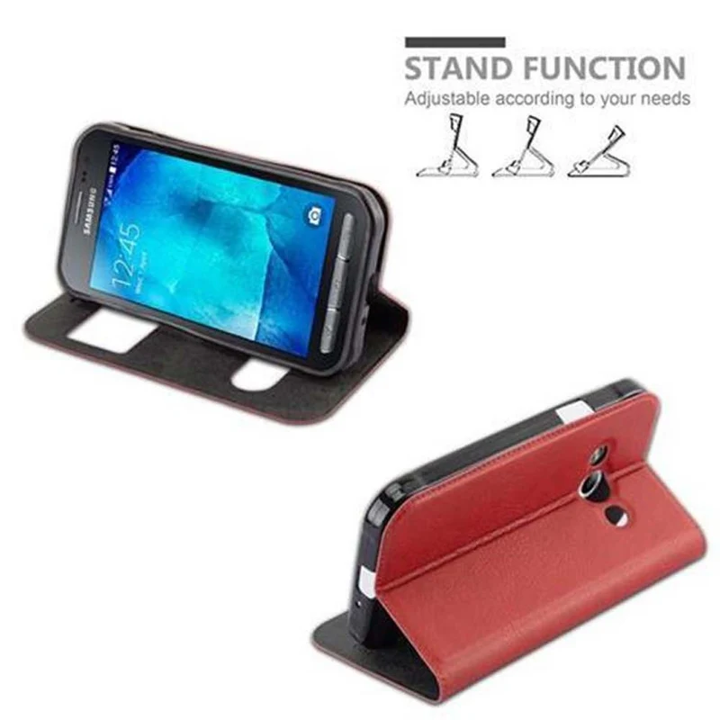 Cadorabo Hülle kompatibel mit Samsung Galaxy XCover 3 Schutzhülle mit Magnetverschluss, Standfunktion und 2 Sichtfenstern