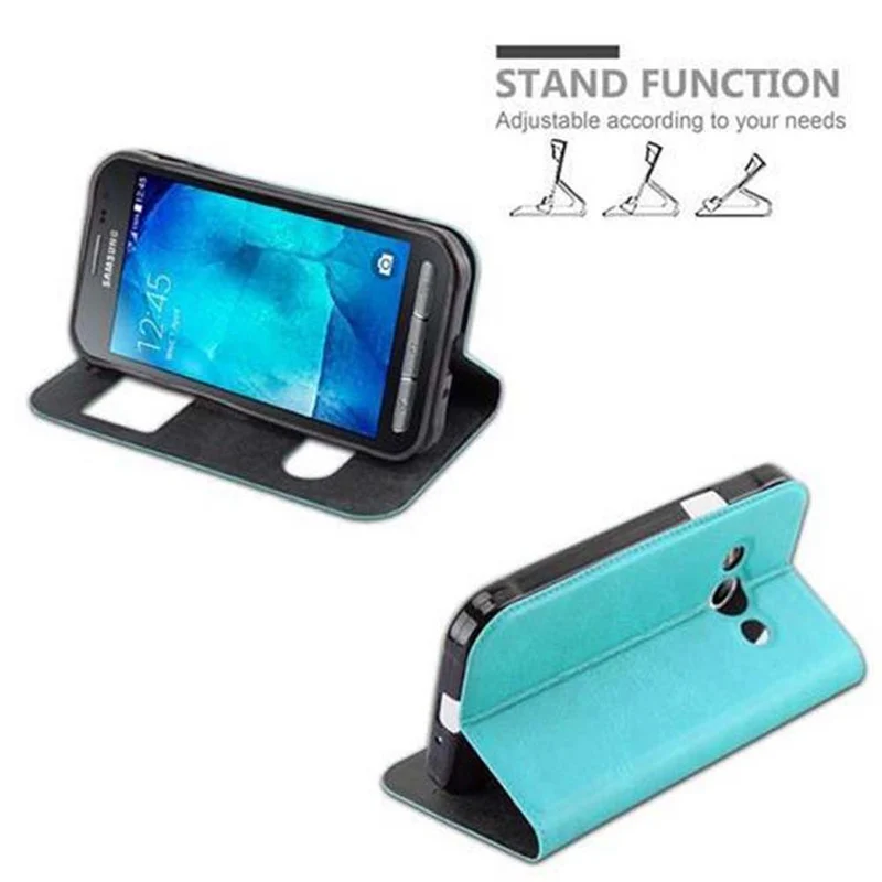 Cadorabo Hülle kompatibel mit Samsung Galaxy XCover 3 Schutzhülle mit Magnetverschluss, Standfunktion und 2 Sichtfenstern